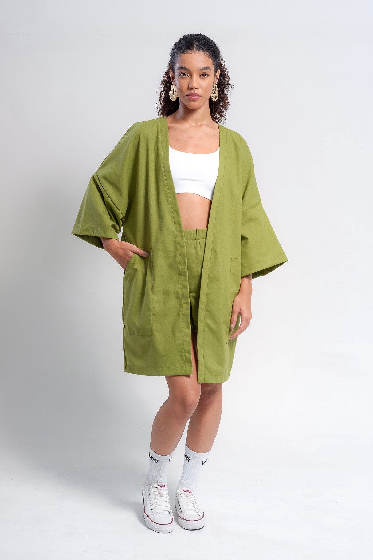 Kimono Linho Liso Verde Unissex Jamma1